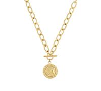 NOELANI cadena con colgante de acero inoxidable collar de las señoras, 42 cm, oro, moneda, Viene en caja de regalo de joyería,