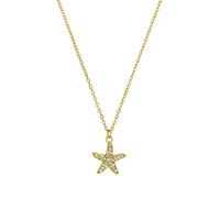 NOELANI Collar con colgante de acero inoxidable para mujer, con Preciosa, 55 + 5 cm, oro, estrella de mar, viene en caja de regalo, 2036083, 55+5 cm, Acero inoxidable, acero inoxidable, Cristal