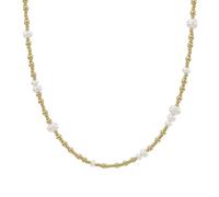 Noelani - Collar para Mujer en Acero inoxidable - Chapados en Oro/Dorado - con Cuentas de Acero y Perlas - NOE-N0010
