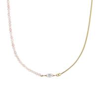 Noelani - Collar para Mujer en Acero inoxidable - Chapados en Oro/Dorado - con Piedra Lunar, Prehnita y Circonita - NOE-N0016