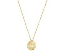 Noelani - Collar para Mujer en Plata 925 - Chapados en Oro/Dorado - con Calcedonia y Circonita - Colgante de Sol Círculo - NOE-N0018