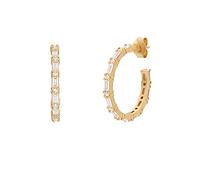 NOELANI Creoles Joyas de plata de ley 925 para mujer, con sintetizador de circonitas cúbicas., 2 cm, Gold, Viene en caja de regalo de joyería
