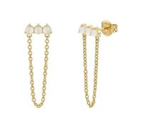 NOELANI - Pendientes de botón para Mujer en Plata 925 - Chapados en Oro/Dorado - con Calcedonia - Cadena Pendiente de Botón - NOE-E0024