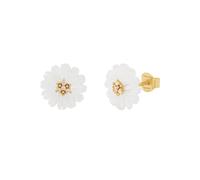 NOELANI - Pendientes de botón para Mujer en Plata 925 - Chapados en Oro/Dorado - con Circonita - Flor Pendiente de Botón - NOE-E0003