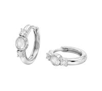 NOELANI - Pendientes de mujer de plata 925 - con jade y circonitas - Pendientes de aro - NOE-E0032