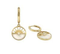 NOELANI - Pendientes de mujer de plata 925 - dorado/dorado - con circonita - círculo sol nácar - NOE-E0034