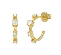 NOELANI - Pendientes de mujer de plata 925 - dorado/dorado - con circonitas y calcedonia - aro - NOE-E0025