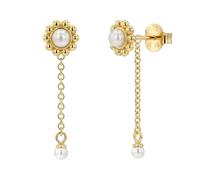 NOELANI - Pendientes para mujer de plata 925 - dorado/dorado - con perlas - pendientes de flores - NOE-E0030