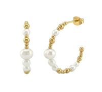 NOELANI - Pendientes para Mujer en Acero inoxidable - Chapados en Oro/Dorado - con Cuentas de Acero y Perlas - Aro de Bola - NOE-E0015
