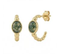 NOELANI - Pendientes para Mujer en Plata 925 - Chapados en Oro/Dorado - con Ágata - Aro - NOE-E0033