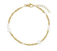 Noelani - Pulsera para Mujer en Acero inoxidable - Chapados en Oro/Dorado - con Cuentas de Acero y Perlas - NOE-B0008