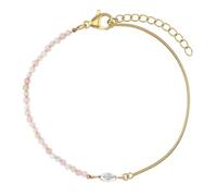 Noelani - Pulsera para Mujer en Acero inoxidable - Chapados en Oro/Dorado - con Piedra Lunar, Cuarzo Rosa y Prehnita - NOE-B0013