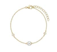 Noelani - Pulsera para Mujer en Plata 925 - Chapados en Oro/Dorado - con Circonita y Perla - NOE-B0015