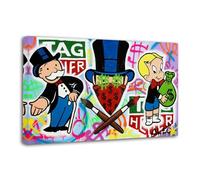 NOEMOHA Alec-Monopolys Rich Money Heuer - Póster de graffiti decorativo sobre lienzo para pared e impresión artística moderna para decoración de dormitorio familiar, 60 x 90 cm