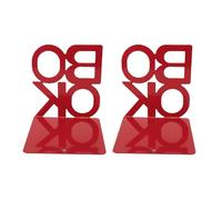 NOENNULL 1 par de Sujetalibros Decorativos, Modernos Sujetalibros para Estantes, Antideslizantes, Resistentes, Decorativos, Topes para Libros, Extremos de Metal para Estantes para (Rojo)