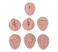 NOENNULL 7 Piezas Modelo de Silicona Parte del Cuerpo, Lengua, Boca, Nariz, Ojo, Ombligo, Oreja, Modelo de Práctica Suave, Kit de Partes del Cuerpo, Entrenamiento de Silicona, Modelo de (Piel Oscura)