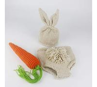 NOENNULL Accesorios de Fotografía para Bebés Recién Nacidos Conjunto de Disfraz de Punto Adorable para Bebés de 0 a 3 Meses Material de Algodón Suave para Primeras Fotografías y Baby Showers (a)