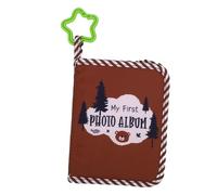 NOENNULL Álbum de Fotos de bebé con Capacidad para 17 Fotos Mi Primer álbum Familiar Libro de Suave de de Recién Nacidos de 4x6 Pulgadas Patrón de Oso Marrón con