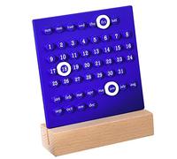 NOENNULL Calendario Manual de Madera para Niños, Desarrollo de Habilidades de Planificación para Uso Doméstico, Material ABS, Pie Estable de Madera para Niños (Azul)