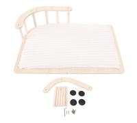 NOENNULL Cama Elevada de Madera para Gatos con Valla, Cojín Suave, Cama Portátil para Gatos, Perros Pequeños, sofá Cálido, Fácil de Montar y Limpiar para (Estilo de Felpa de Invierno.)