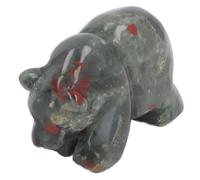 NOENNULL Estatua de Animal Tallada a Mano, Figura de Oso de Cristal con Piedras Preciosas, Estatua de Animal de 3,8 Cm para Decoración de Oficina, Colección del Hogar (Sanguinaria)