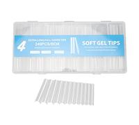 NOENNULL Extensiones de uñas de ataúd transparentes ultra largas para alargamiento de uñas elegantes, 240 piezas de puntas de cobertura total para acrílicos, polvo de inmersión, esmalte de gel en casa