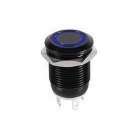 NOENNULL Interruptor de pulsador LED 12 Mm, Interruptor de botón momentáneo, Carcasa Negro, Impermeable IP67, Interruptor de botón pulsador de alimentación LED para uso (azul)