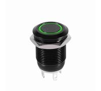 NOENNULL Interruptor de pulsador LED 12 Mm, Interruptor de botón momentáneo, Carcasa Negro, Impermeable IP67, Interruptor de botón pulsador de alimentación LED para uso (verde)