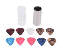NOENNULL Juego de 10 picos para guitarra eléctrica, de cristal, de acero inoxidable, con caja de almacenamiento para sintonización de bajos