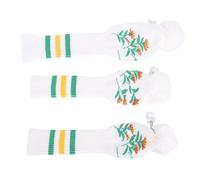 NOENNULL Juego de 3 fundas para cabeza de palo de golf con diseño de girasoles y decoración de pompones (blanco)
