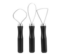 NOENNULL Juego de 3 Piezas de Herramientas para Escultura en Arcilla y Cerámica de Madera con Alambre de Acero Plano, Herramientas de Recorte de Cerámica y Arcilla Accesorios de Alfarería