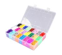 NOENNULL Juego de Cuentas Fusibles Ecológicas de 24 Colores con Caja de Almacenamiento para Juguetes Artesanales para Niños, Kit de Cuentas Fusible de 5 Mm para Actividades en Días Lluviosos