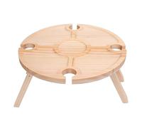 NOENNULL Mesa de Vino Portátil, Mesa de Picnic de Madera para Vino con 4 Copas de, Bandeja Ligera para Aperitivos, de Plegable para Exteriores