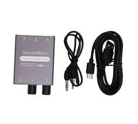 NOENNULL Mezclador de Sonido Estéreo de 2 Canales, Conmutador de Mezcla 2 en 1 de Salida de 3,5 Mm con Control de Volumen Dual, Control de Volumen del Mezclador de Sonido de Aleación de