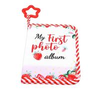 NOENNULL Mi Primer álbum de Fotos para Niños Pequeños, Tela Suave con Patrón de Fresa Mi Primer álbum de Fotos con Espejo Seguro, de para Bebés con Capacidad para 17,