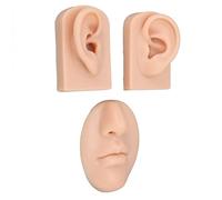 NOENNULL Modelo de Nariz y Oreja 3D - Kit de Práctica de Perforación de Silicona y Sutura con Anatomía Realista para Entrenamiento Médico, Práctica y Demostración de Primeros Auxilios (Color de