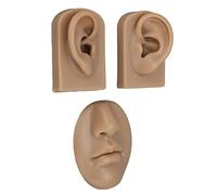 NOENNULL Modelo de Nariz y Oreja 3D - Kit de Práctica de Perforación de Silicona y Sutura con Anatomía Realista para Entrenamiento Médico, Práctica y Demostración de Primeros Auxilios (Tono de piel