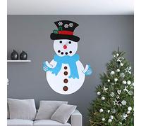 NOENNULL Muñeco de nieve de fieltro para manualidades, decoración de pared con adornos extraíbles, kits de manualidades de fieltro para Navidad, decoraciones para niños pequeños (bufanda azul muñeco