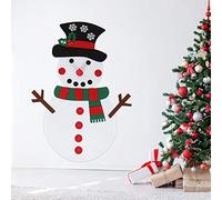 NOENNULL Muñeco de nieve de fieltro para manualidades, decoración de pared con adornos extraíbles, kits de manualidades de fieltro para Navidad, decoraciones para niños pequeños (bufanda roja y verde)