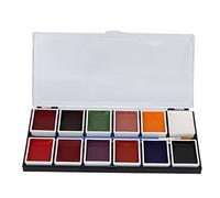 NOENNULL Paleta de Pintura Corporal Facial Resistente Al Agua de 12 Colores, Hermoso Kit de Pigmentos de Maquillaje para Cosplay para Fiestas Navideñas de Halloween, Adultos y Niños