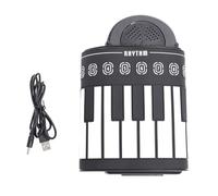 NOENNULL Piano portátil con altavoz, 49 teclas, piano de silicona flexible, 16 tonos, 10 ritmos, control de volumen de 16 velocidades, control de ritmo de 32 velocidades, piano de teclado roll-up