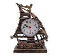NOENNULL Reloj de vela con figura de velero, decoración náutica, reloj de mesa decorativo para escritorio y estante, reloj analógico para oficina, sala de estar o dormitorio