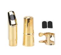 NOENNULL Set de Boquilla de Saxofón Soprano, Boquilla de Saxo de Latón Profesional con Tapa, Ligadura y Almohadilla - Rendimiento Mejorado para Jugadores de Saxo Soprano, Principiantes y