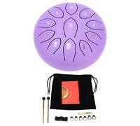 NOENNULL Tambor de Lengua de Acero de 6 Pulgadas, 11 Tonos, Instrumento de Percusión con Tecla D, Tambor Manual con Baquetas, Bolsa, Protector de Dedos, Mini para Clase de Música, Concierto, Yoga