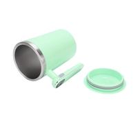 NOENNULL Taza Agitadora Eléctrica Taza de café con Agitación Automática Recargable de 400 Ml para Leche, Pantalla de Temperatura para Viajeros, Construcción Portátil de Acero Inoxidable (Verde)