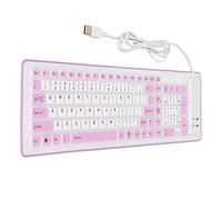 NOENNULL Teclado Plegable de Silicona Resistente Al Agua, Silencioso, 103 Teclas, Teclado Enrollable con Cable USB para PC y Portátil, Color Morado (Púrpura)
