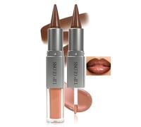 Noerrors Brown Lip Liner & Gloss Lip Combo Set, 2 en 1 Dual Ended Plumping Lipliner Lipliner Lipliner Lipstick with Hidrating Gloss Kit, Juicy Nude Blur High Shine Glossy Long Lasting Waterproof