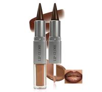 Noerrors Dark Brown Lip Liner & Gloss Lip Combo Set, 2 en 1 Dual Ended Plumping Lipliner Lipliner Lipliner Lipstick with Hidrating Gloss Kit, High Shine Nude Blurred Long Lasting Waterproof Makeup For
