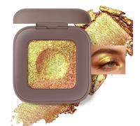 Noerrors Sombra de ojos holográfica, paleta de sombras de ojos con purpurina duocromática amarilla verde brillante, multicromática, color cremoso, cambio de color metálico para Rave#08