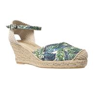 NOESLOMISMO BY DILEMA Alpargata de Yute Mujer La Vida Rosa en Piso de 5 Cuerdas y 7 Cm. con Punta Cerrada y Hebilla al Tobillo. Color Verde Talla 35